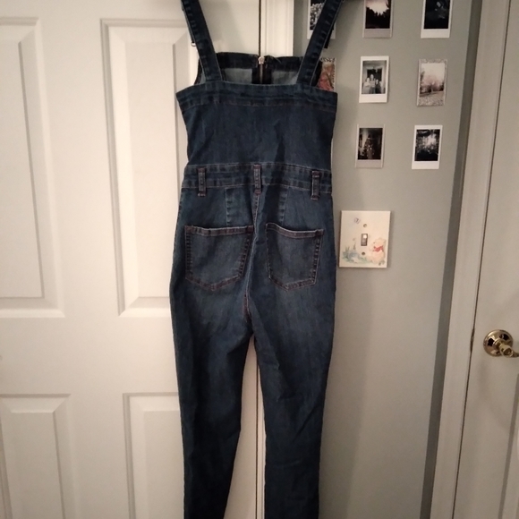 Denim Zip Up Overalls - Picture 4 of 5